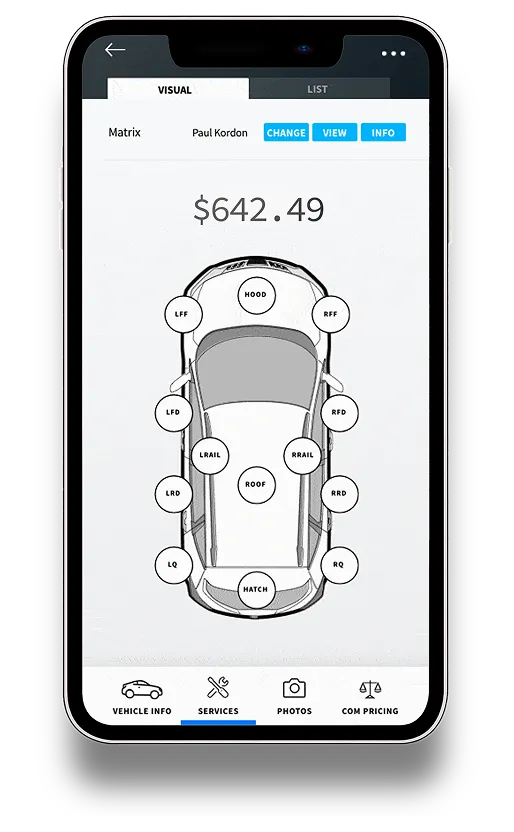 Phone with visual view of a service estimate.