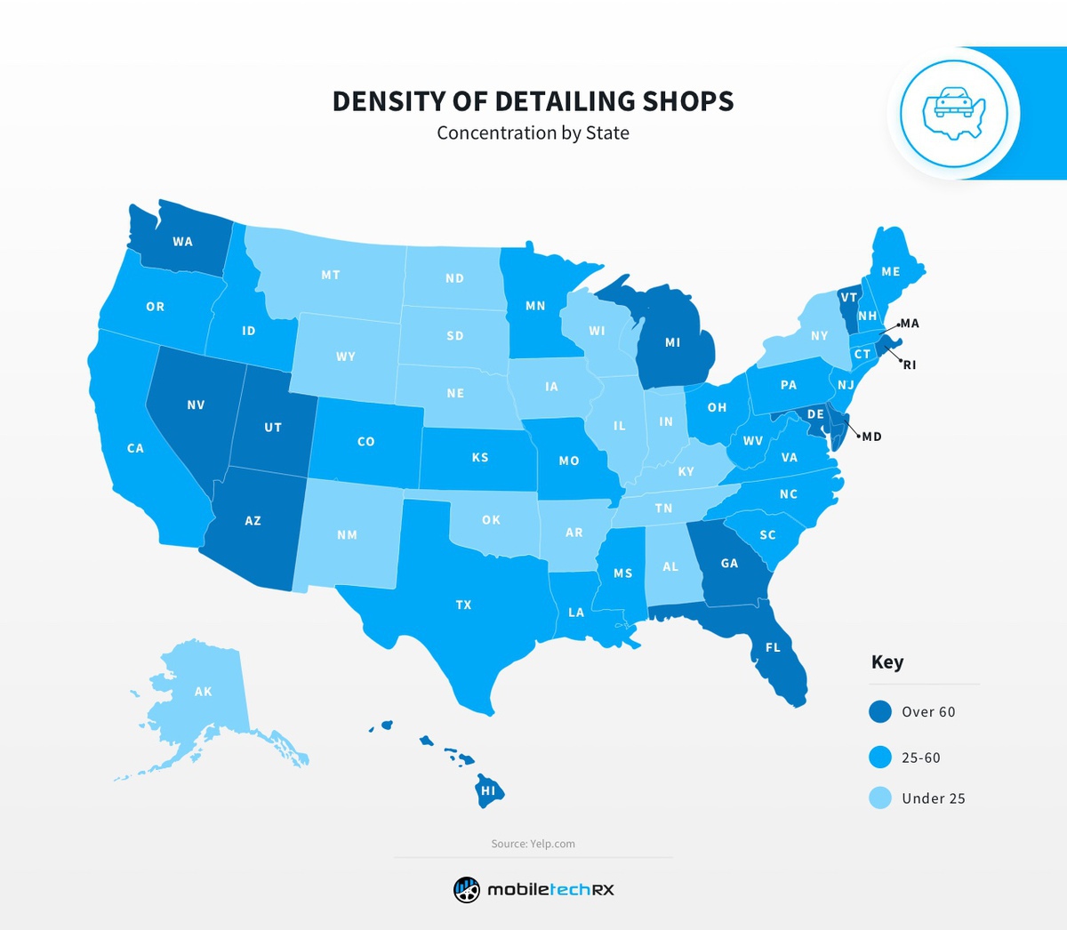 Density of Detailing Businesses heat map