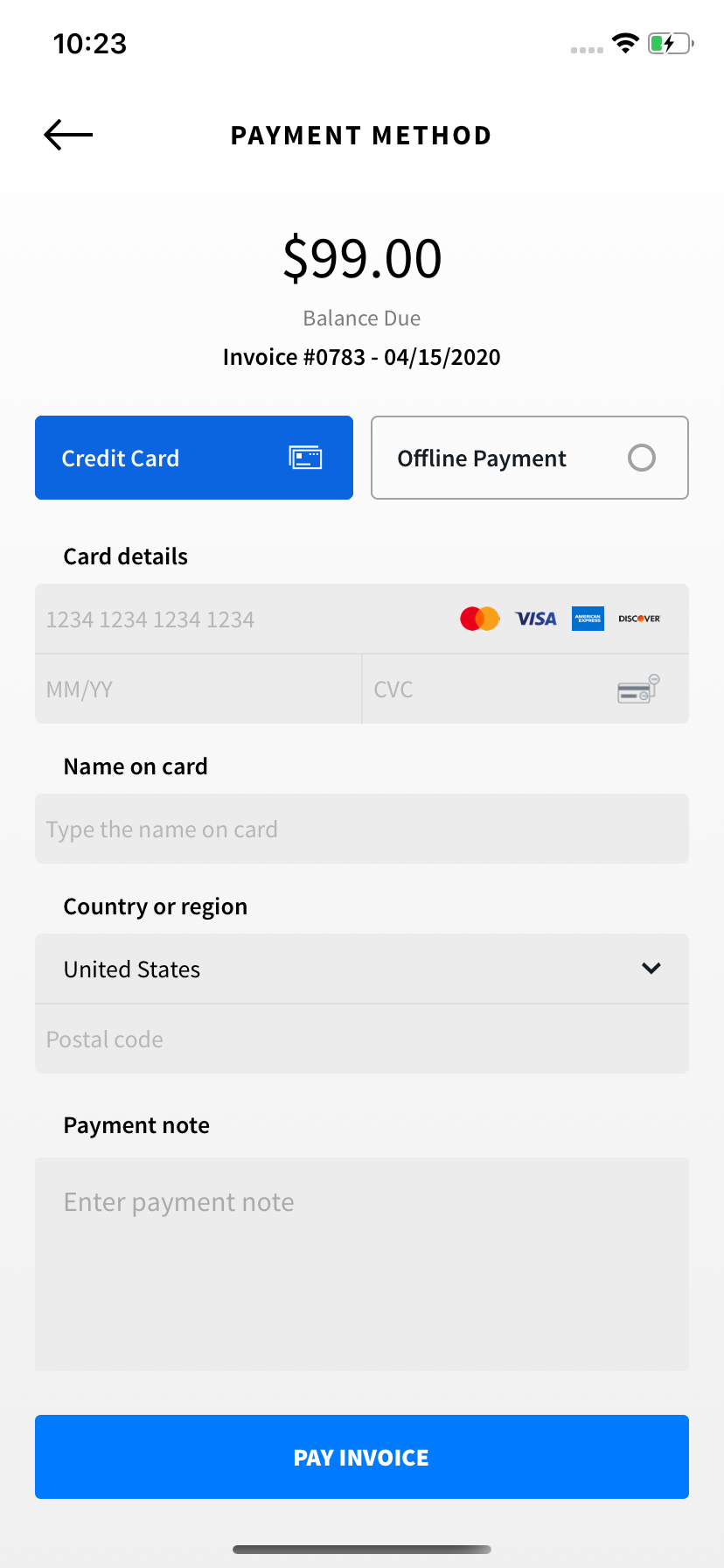 collecting payment from the Mobile Tech RX app